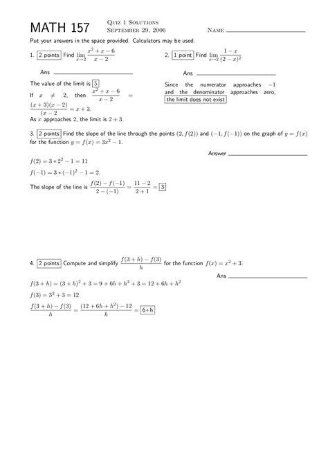 Quiz 1 with Solution - Calculus With Applications to Business and ...