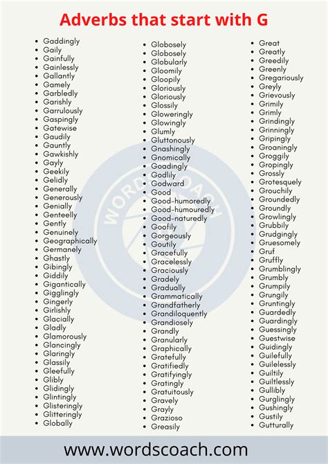 Adjectives Beginning With G