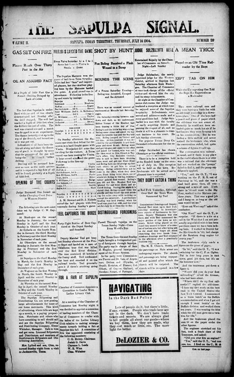 The Sapulpa Signal. (Sapulpa, Indian Terr.), Vol. 2, No. 20, Ed. 1 Thursday, July 14, 1904 - The ...