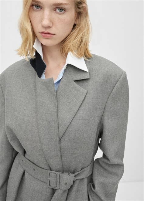 Double-breasted coat with belt - Donna | MANGO Italia