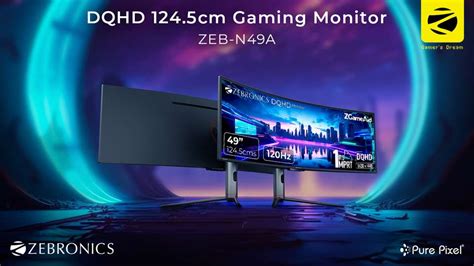 ZEBRONICS 124.46 cm (49 inch) Curved DQHD VA Panel with 1800R Curvature ...