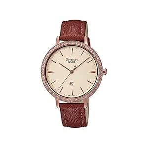 Casio Women Leather Sheen Analog Rose Gold Dial Watch-Sh229, Band Color ...
