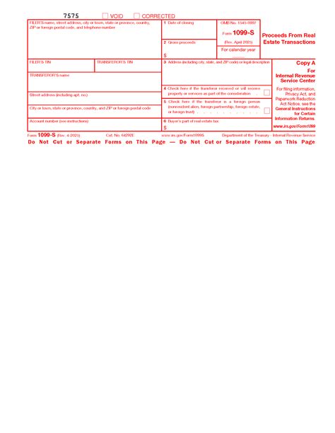 Free IRS 1099-S Form - PDF – eForms