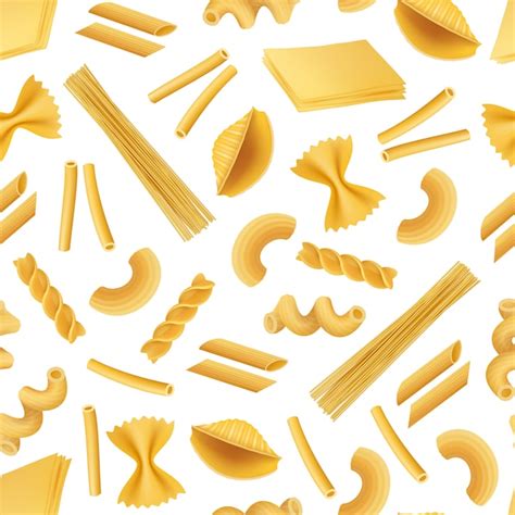 realistic pasta types pattern | Premium Vector