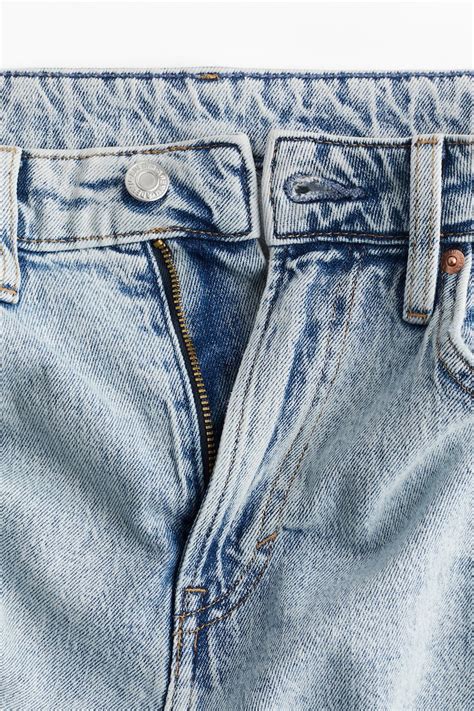 Women's Pale denim blue Curvy Fit Slim Straight High Ankle Jeans | H&M IN