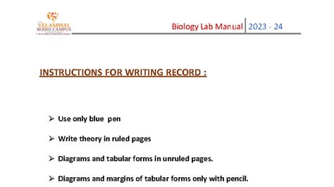 Biology Lab Manual 2023-24: Experiments and Procedures - Studocu