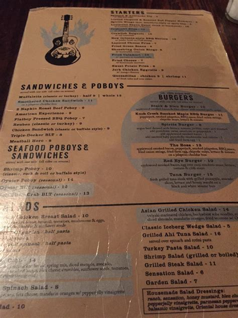 Menu at Spirits Food & Friends pub & bar, Alexandria