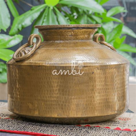 Ambi Vintage Large Brass and Copper Kalash Water Mataka (A Rare Statem