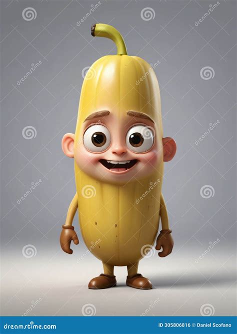 Photo of a 3D Cartoon Big Mike Banana Character Isolated on a White ...
