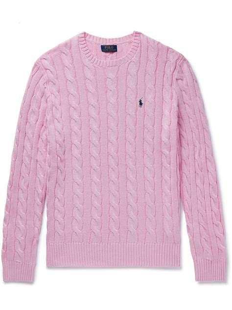 POLO RALPH LAUREN - Cable-Knit Cotton Sweater - Pink Polo Ralph Lauren
