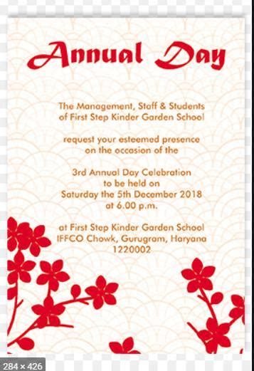 invitation card for annual day celebrations in english - Brainly.in
