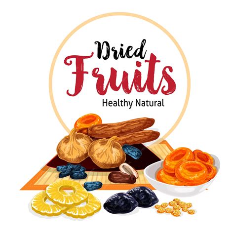 Premium Vector | Vector poster of dried fruits and dry fruit snacks