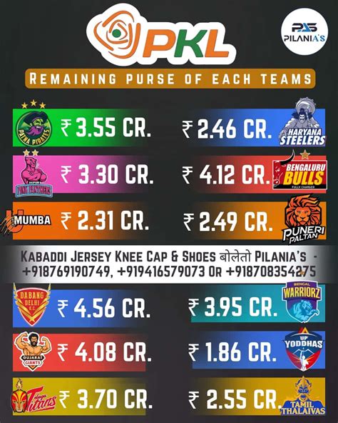 Pro Kabaddi Team Purse 2025 For Auction| Pilania's - Pilania's