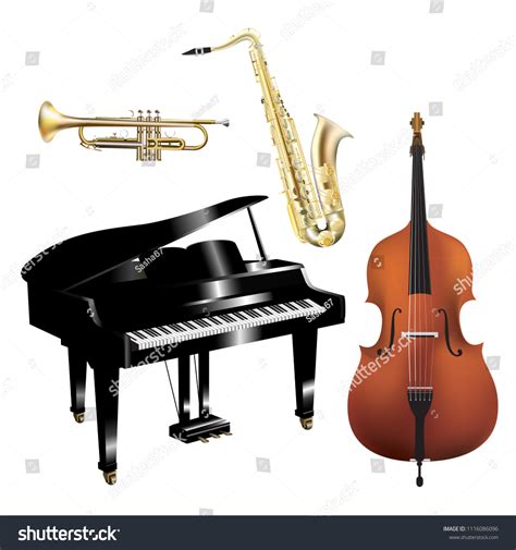 Set Jazz Band Musical Instruments Realistic Stock Vector (Royalty Free ...