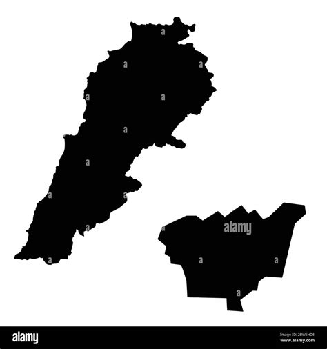 Vector map Lebanon and Beirut. Country and capital. Isolated vector Illustration. Black on White ...