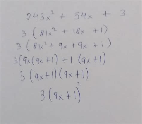factorise 243x square+54x+3 - Brainly.in