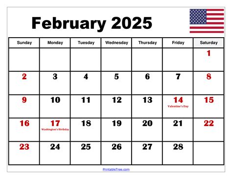 February 2025 Calendar With Holidays - John D. Hylton