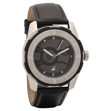 Buy Online Fastrack Quartz Analog Black Dial Leather Strap Watch for ...
