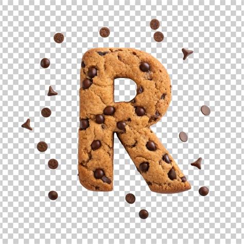 A letter r and the alphabet of cookies with chocolate chips and a ...