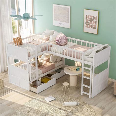 GAOWEI L-Shaped Bunk Bed with Drawers,Twin Over Twin India | Ubuy
