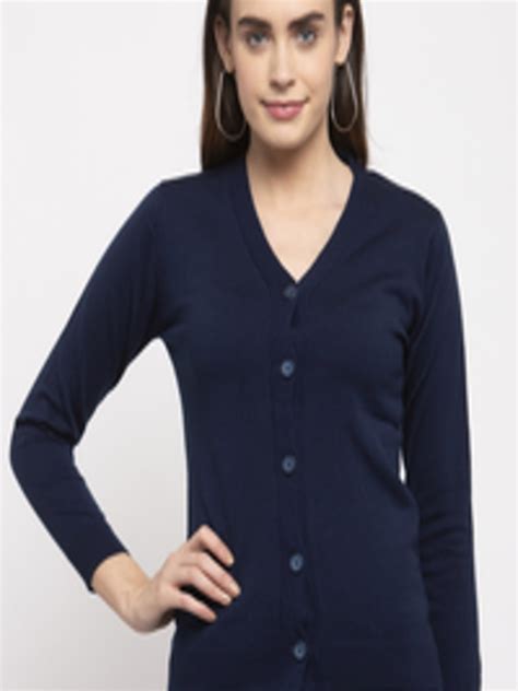 Buy Kalt Women Navy Blue Solid Cardigan - Sweaters for Women 13457600 ...