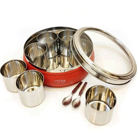 STEEPLE® 7 in 1 Spice Box Stainless Steel | Masala Box for Kitchen ...