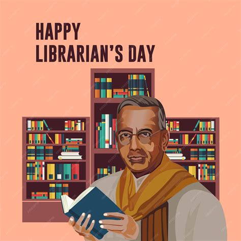 Premium Vector | Happy librarians day with dr sr ranganathan 1892 1972 ...