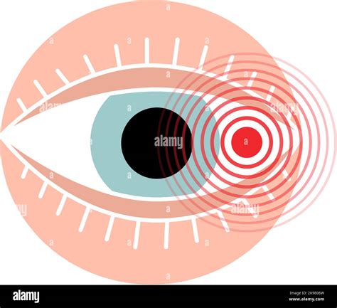 Human eyeball pain symbol. Eyeball ache icon. Vector illustration. Human body ache pain dot ...