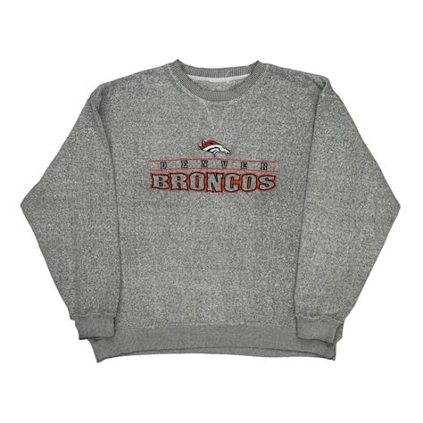 Denver Broncos Nfl Football Jumper - Large Grey Cotton Blend – Thrifted.com