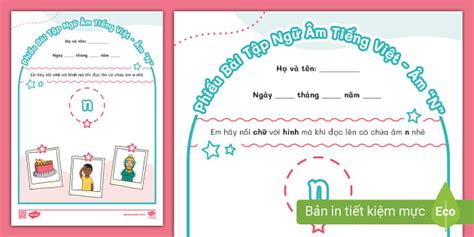 Phiếu bài tập ngữ âm tiếng Việt - n