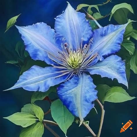 Detailed drawing of a clematis in William Morris and Alphonse Mucha ...