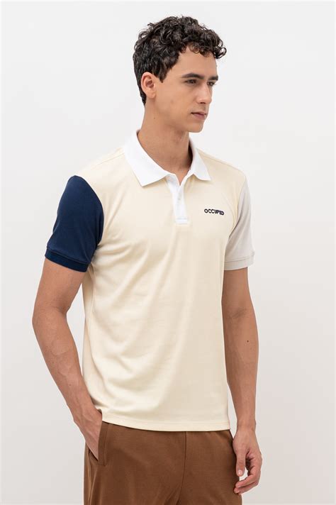 Mens Polo Neck Half Sleeve T-Shirt with Cut and Sew Contrast Sleeve ...