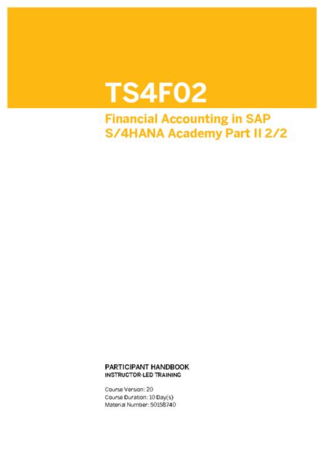 TS4F02 Financial Accounting in SAP Academy Part II - Participant ...