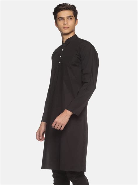 Men Black Colour Cotton Kurta – SETHUKRISHNA