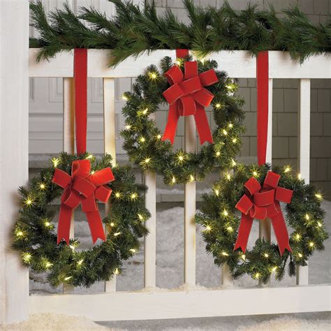 Set Of 3 Cordless Pre-Lit Mini Christmas Wreaths | Outside christmas ...