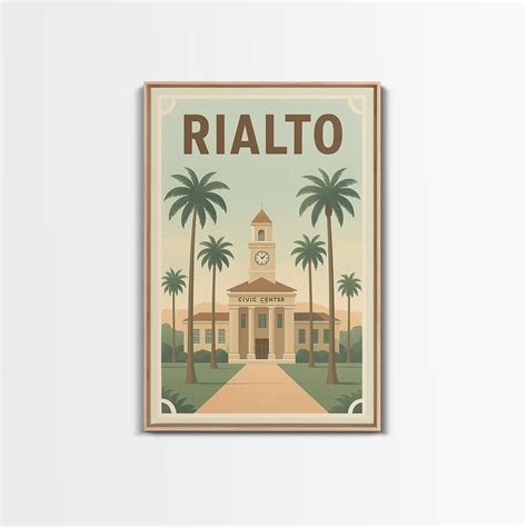 Rialto California Travel Poster, Canvas Print, Classic Retro Poster Ar ...