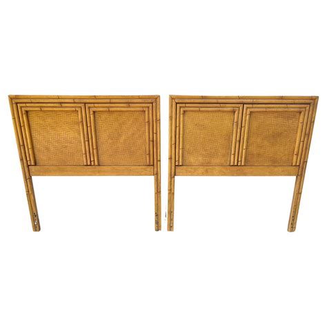 Pair of Faux Bamboo Wooden Twin Headboards For Sale at 1stDibs