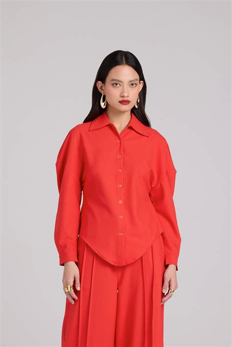 Flame Red Drop Shoulder Shirt – Qua