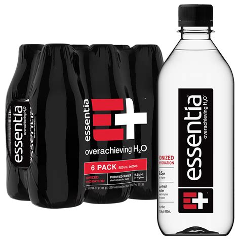 Essentia Bottled Water, Ionized Alkaline Water, 500 ml Each, 6 Bottles ...