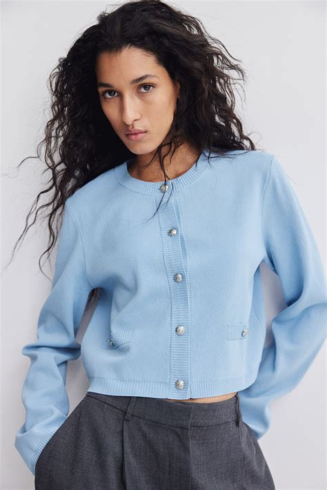 Fine-Knit Cardigan - Light blue - Ladies | H&M US
