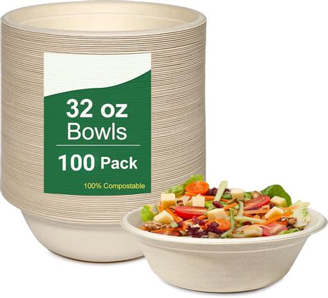 100 Pack 32oz Paper Bowls Heavy-Duty,Disposable Bowls for Hot Soup ...