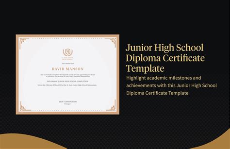Junior High School Diploma Certificate Template in Word, PDF - Download ...