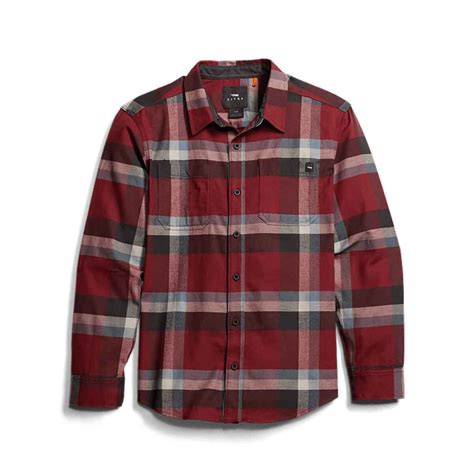Sitka Ashland Lightweight Flannel Shirt - Dark Red Plaid - XXL ...