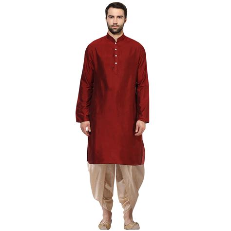 Maroon Silk Blend Solid Kurta Dhoti Set – Kisah