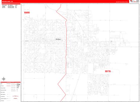 Woodland California Zip Code Wall Map (Red Line Style) by MarketMAPS ...
