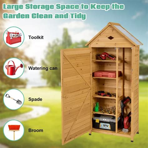 Costway Lockable Wooden Outdoor Storage Shed - Garden Tool India | Ubuy