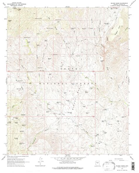 Classic USGS Bloody Basin Arizona 7.5'x7.5' Topo Map - MyTopo Map Store