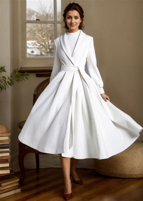 White Wool Coat, Winter Wedding Dress Coat, Wedding Wool Coat, Wool ...