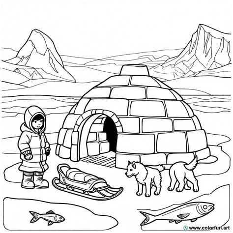 Coloring page on the Inuit ice floe Download or Print for free