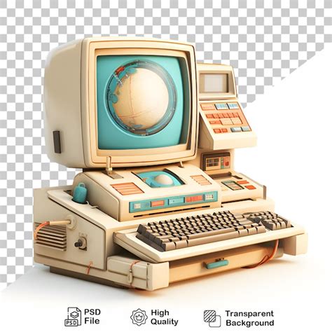 Premium PSD | 3d old vintage computer on transparent background